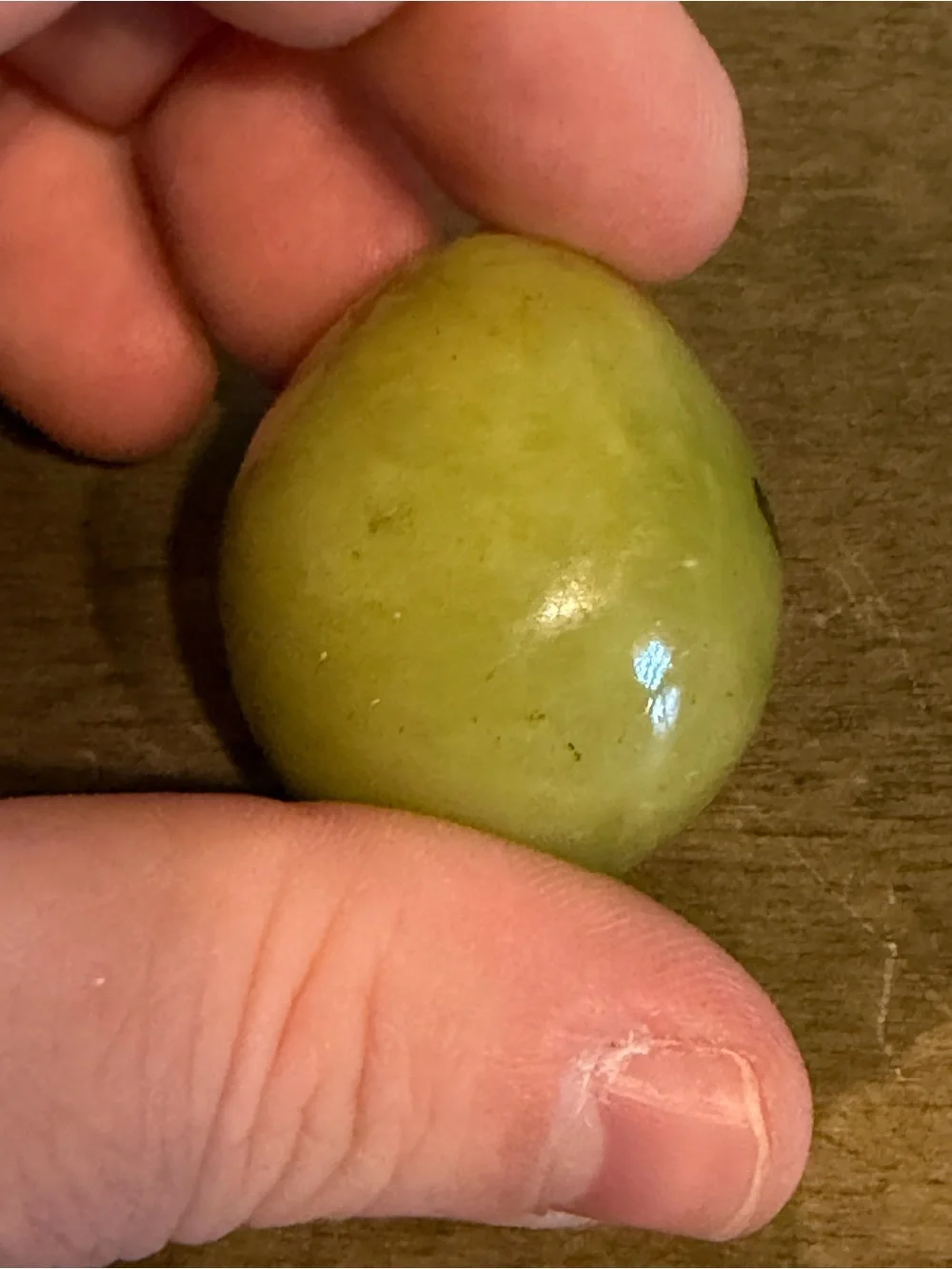 Vintage green  Stone (jade?) Egg  Hand Painted with, flowers Mini